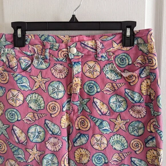 Simply Southern Seashells Pink Jeans with Fringe Sz M - Picture 4 of 8